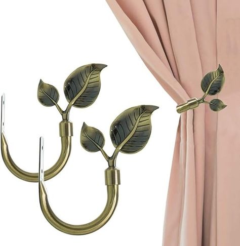 Amazon.com: HIKMLK Leaf Shaped Curtain Holdbacks 2pcs, Handmade Metal Curtain Side Holders for Wall, Antique Bronze Brass Curtain Tieback Hook Pull Backs for Drapes Window Home Decoration : Home & Kitchen Drapery Holdbacks, Curtain Holders, Drapery Tiebacks, Curtain Tie Back Hooks, Leaf Curtains, String Curtains, Curtain Holdbacks, Whimsical Nursery, Curtain Holder