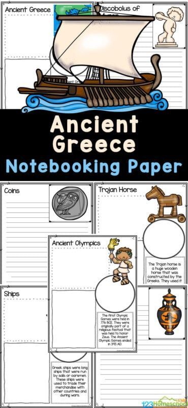 If you are learning about the Ancient Greece Empire, you will love adding these free Greek Notebooking Papers to your study. These handy Greek printable pages have helpful boxes and cute clipart to guide students to record the facts they learn when studying the Ancient Greek culture. Use these free printable Greek worksheets with students of all ages to learn all about the history of the world through studying different cultures and their way of life. Ancient Greece Worksheets, Greece Civilization, Ancient Greece Lessons, Ancient Greece Activities, Ancient Civilizations Lessons, Ancient Greek Culture, Worksheets For 2nd Grade, Ancient Greece History, Ancient Egypt Activities