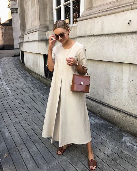 big 1970s shades | Parisienne | Bloglovin’ Linen Fashion, Minimalist Dresses, Minimal Outfit, Mode Casual, Stil Inspiration, Instagram Outfits, Outfits Spring, 가을 패션, Trending Dresses