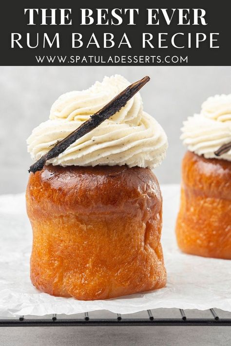 Rum Baba Recipe, Rum Desserts, Rum Syrup, Rum Baba, Yeast Cake, Baba Recipe, Whipped Mascarpone, Rum Cake Recipe, Mascarpone Frosting