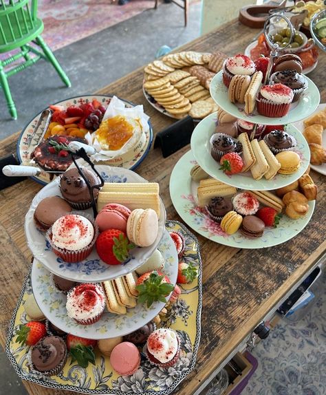 tea party bridal shower ideas • Instagram High Tea Platter, Bridal Tea Party Food, Bridal Shower Ideas Tea Party, Tea Party Food Table Display, Teatime Aesthetic, High Tea Ideas, Tea Party Themed Birthday, Afternoon Tea Desserts, Tea Party Bridal Shower Ideas