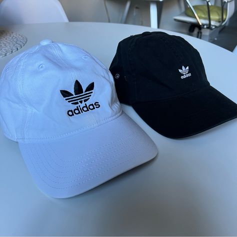 Brand New/Never Worn Both Black And White Baseball Caps White Baseball Cap, Adidas Hat, Adidas White, White Adidas, Baseball Caps, Adidas Women, 2 Colours, Baseball Cap, White Black