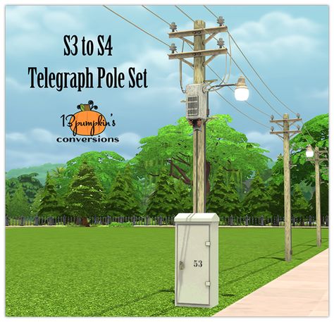 Sims 4 S3 to S4 Cyclonesue Telegraph Pole Setrequested by the very sweet @soulsistersims (hope you enjoy!) Set includes 5 meshes♦ Telegraph Pole - 3 swatches♦ Telegraph Pole Junction Box - 3... Telegraph Pole, Sims 4 Jobs, Play Sims 4, Sims 4 Mm Cc, Play Sims, Sims 4 Mm, Sims Four, 4th Street, Sims 4 Update