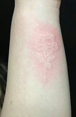 White Ink Rose Tattoo, Siblings Tattoos, White Rose Tattoo, Little Rose Tattoos, Watercolor Rose Tattoos, White Rose Tattoos, Tattoo White, Rose Shoulder Tattoo, Hand Tattoos For Girls