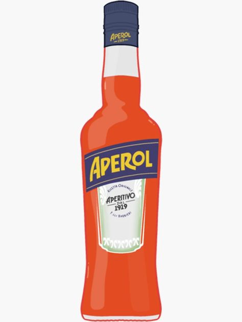 "Bottle of Aperol " Sticker for Sale by ontwerpstudiox | Redbubble Aperol Spritz Graphic, Aperol Spritz Embroidery, Aperol Bottle, Melon Cocktail, Potato Stamps, Gem Painting, Linen Board, Potato Stamp, Bottle Drawing