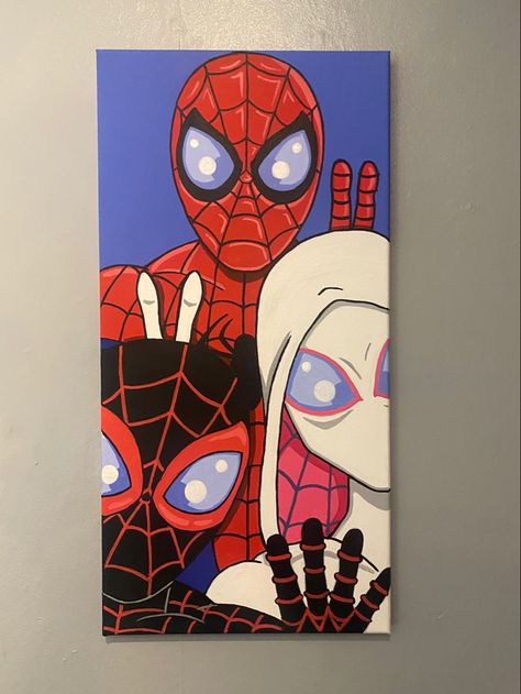 Spiderman Canvas Painting Easy, Painting Ideas On Canvas Spiderman, Avengers Art Painting, Spider Man Painting Easy, Spider Man Canvas Painting, Cute Art Ideas Drawings, Spiderman Painting Easy, Spiderman Painting On Canvas, Marvel Painting Ideas On Canvas