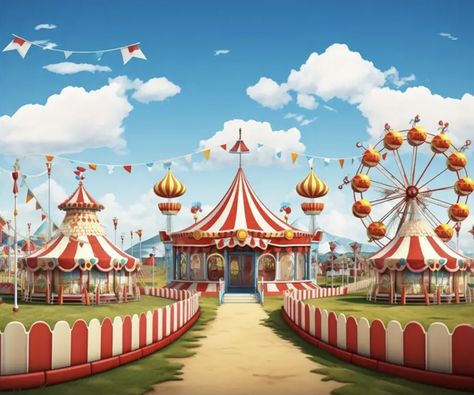 Circus Background, Carousel Birthday Parties, Carnival Background, Carousel Birthday, Studio Backgrounds, Parc D'attraction, Carnival Themes, Foto Baby, Party Background