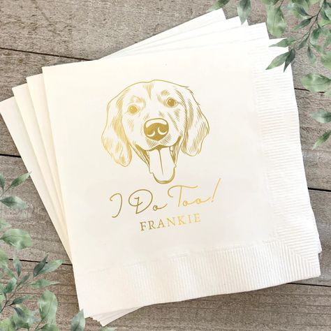 "We can draw any pet! From rabbits, dogs, cats, lizards, horses, ferrets, birds...etc. As long as we have a good quality photo the possibilities are endless :) This is a custom dog portrait napkin for pet lovers! Perfect gift for the coffee loving dog mom, cat mom, dog dad, etc, in your life. We can draw any pet! This personalized pet portrait coaster, is hand drawn with love and attention to detail, using the pet photo you provide us. They can be used to incorporate your pet in your wedding and Gold Foil Wedding, Custom Napkins, Custom Dog Portraits, Dog Wedding, Wedding Napkins, Custom Pet Portraits, Cocktail Napkins, Personalized Pet, Linen Napkins