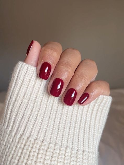 50 Simple Fall Nail Designs to Try Red Fall Nails Short, Fall Red Nails 2023, Permanent Nail Polish Ideas, Permanent Polish Nails Ideas, Dark Red Gel Nails Short, Dark Red Dip Nails, Semi Permanent Nails Ideas, Bordeaux Red Nails, Dark Berry Nails