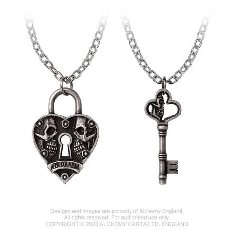 Couples Pendants, Carved Skulls, Love Locks, Couples Necklace, Love Lock, Couple Necklaces, Skull Carving, Chain Extenders, Key Design