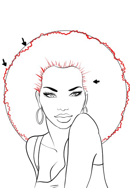 How to draw afro hair in fashion design sketches step by step tutorial How To Draw Afro Hair, Faces Anatomy, Sketches Step By Step, Draw Hairstyles, Afro Hair Drawing, Sketch Hair, Hairstyle Drawing, Sketch Face, Kristina Webb