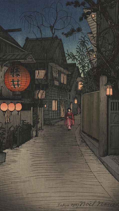 snarky hoppy on Twitter: "Noel Nouet  Kagurazaka, Tokyo  1937… " Japanese Block Print, Shin Hanga, Kawase Hasui, Japanese Woodcut, Wood Block Prints, Japanese Paintings, Woodblock Printing, Art Chinois, Japanese Art Prints