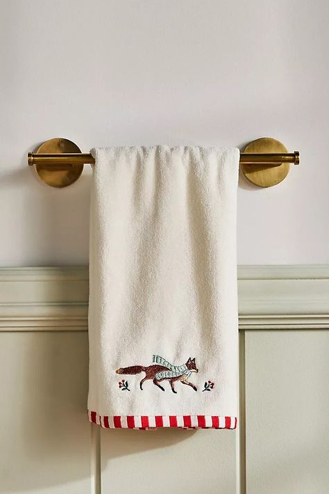 hand towel Embroidery Kitchen Towels, Hand Embroidered Gifts, Embroidery Kitchen, Anthropologie Holiday, Christmas Hand Towels, Autumn Tea, Holiday Icon, Hosting Thanksgiving, Embroidered Gifts