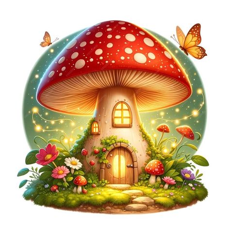 Premium Photo | Whimsical Mushroom House Illustration in an Enchanted Forest Fairy House Drawing, Enchanted Mushroom, Magical Cottage, Mushroom Houses, Mushroom Cottage, Mushroom Poster, Magical House, Mushroom Fairy, Doodle Art Drawing