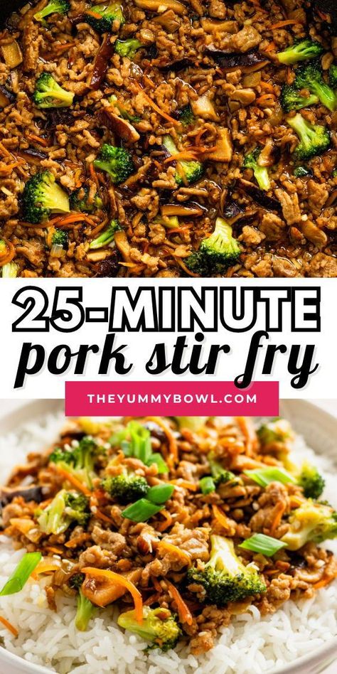 Get ready to whip up something absolutely delicious! This amazing pork stir-fry from The Yummy Bowl is not only super easy to make but also bursting with flavor! Picture tender pork, loads of fresh veggies, all coated in a mouthwatering homemade sauce. Trust me, it's so good that you'll be going back for seconds every time! Ground Pork Stir Fry, Pork Stir Fry, Ground Pork, Fresh Veggies, Stir Fry, Sauce, Bowl