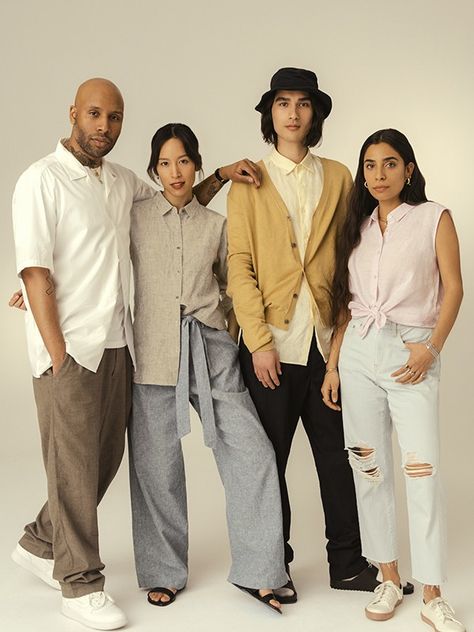 Uniqlo Drops Affordable Linen Line for SS19 Matthew Henson, Rachel Nguyen, Finance Accounting, Group Poses, Collarless Shirt, Fall Pants, Linen Collection, Photoshoot Concept, Creative Instagram Photo Ideas