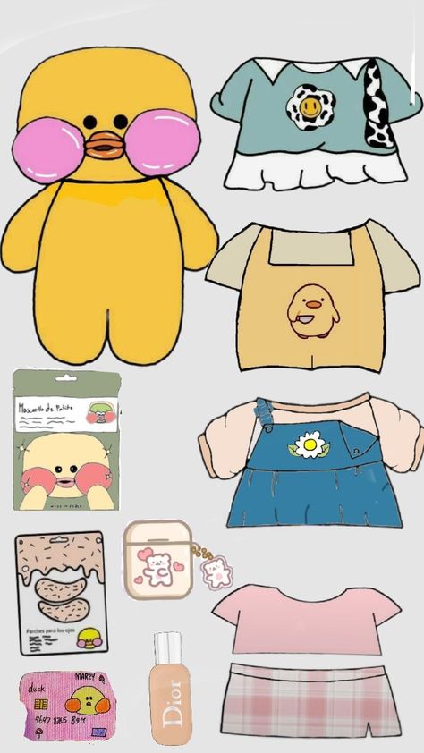 Ducky Clothes, Papel Duck, Duck Dress, Free Printable Paper Dolls, Doll Cake Topper, Duck House, Paper Duck, Paper Dolls Clothing, Paper Dolls Diy