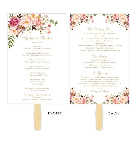 Wedding Program Template Free, Fan Programs, Make Your Own Wedding Invitations, Printable Wedding Program Template, Wedding Processional, Plus Size Wedding Guest Dresses, Printable Wedding Programs, Program Fans, Wedding Program Fans