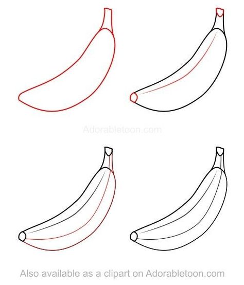 Ako Kresliť, Eating Challenge, Fruits Drawing, Flower Drawings, Fruit Summer, Banana Art, Easy Drawings For Kids, Real Fruit, Basic Drawing