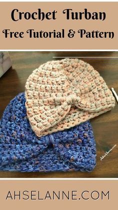 Beginner friendly crochet turban. Free Tutorial and Pattern Ahselanne.com Crochet For Chemo Patients, Crochet Slouchy Beanie Pattern, Crochet Hats Free Pattern Ladies, Chemo Caps Pattern, Crochet Baby Cap, Beanie Pattern Free, Crochet Turban, Crochet Hat For Beginners, Chemo Beanies