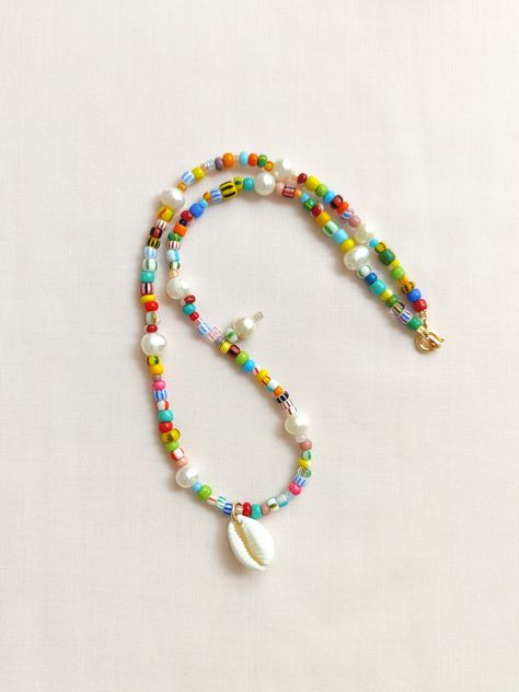 Beads Choker Necklace, Surf Jewelry, Beads Choker, Pearls Necklace, Summer Boho, Beaded Choker Necklace, Shell Pendant, Beaded Choker, Beach Summer