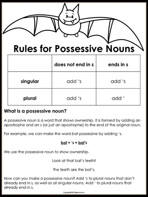 Teaching Possessive Nouns in Three Days - Enjoy Teaching with Brenda Kovich Possessive Nouns Worksheet, Irregular Plural Nouns Worksheet, Possessive Apostrophe, Singular Possessive Nouns, Nouns Exercises, Plural Possessive Nouns, Plural Nouns Worksheet, Irregular Plural Nouns, Nouns Activities