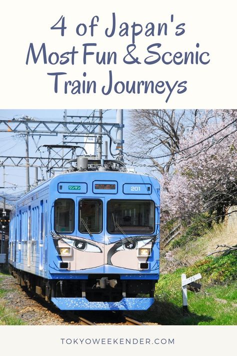 4 of Japan's Most Fun and Scenic Train Journeys | Tokyo Weekender | Train Journeys in Japan | Travel By Train | Japan Trip | Explore Japan | Family-Friendly Japan | Train Japan, Travel By Train, Japan Travel Destinations, Train Trips, Japan Train, Train Adventure, Scenic Train Rides, Tokyo Japan Travel, Japan Guide