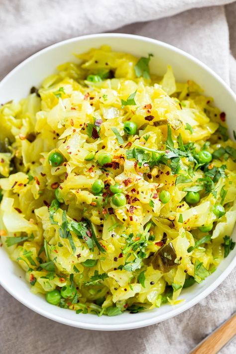 Cabbage And Peas, Instapot Vegan, Vegan Cabbage Recipes, Firehouse Recipes, Indian Cabbage, Veggie Korma, Vegetarian Feast, Instant Pot Indian, Vegetarian Quesadillas