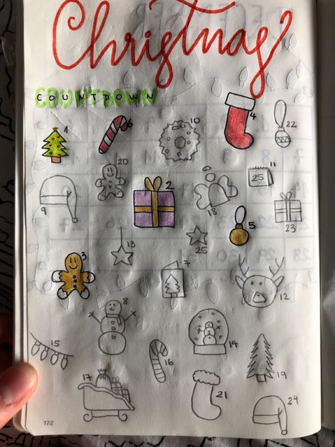 Christmas countdown-bullet journal Christmas Countdown Bullet Journal, Christmas Bullet Journal, Journal December, Bullet Journal Christmas, Bullet Journel, Bullet Journaling, Christmas Countdown, Awesome Stuff, Journal Pages