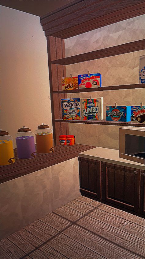 Bloxburg Cluttered Kitchen, Cluttered Bloxburg House, Japanese Home Bloxburg, 2x2 Pantry Bloxburg, Bloxburg House Pantry, Bloxburg House Ideas Pantry, Acnh Room Design Basement, Empty Space Ideas Bloxburg, Bloxburg Shelf