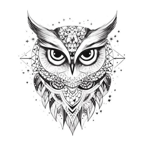 Simple Owl Tattoo, Owl Tat, Geometric Owl Tattoo, Tatoo Dog, Half Sleeve Tattoos Forearm, Lace Tattoo Design, Geometric Owl, Tattoo Maker, Owl Tattoo Design