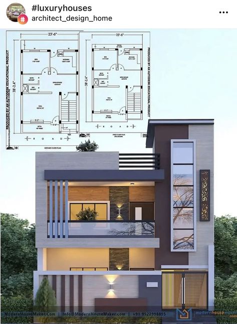 House Elevation Ideas, Elevation Designs For House, House Design Elevation, Plan And Elevation, Elevation Ideas, Design Elevation, Narrow House Designs, Front Wall Design, House Outer Design