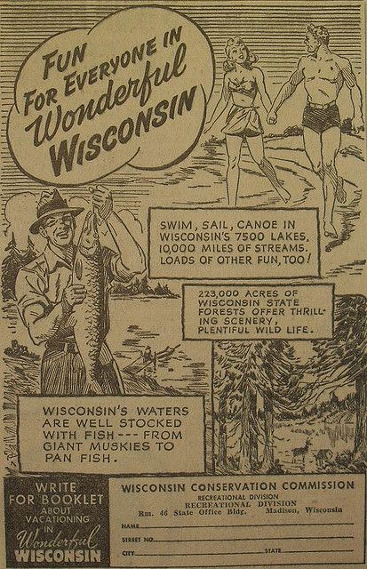 Swimsuit Illustration, Wisconsin Pride, Woman Swimsuit, Vintage Wisconsin, Game Recipes, Wild Game Recipes, Wisconsin Travel, Wisconsin State, Vintage Man