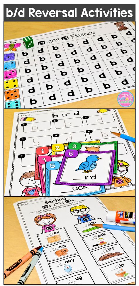 Tons of fun and engaging activities to help with b/d reversals. B D Reversal Activities, B And D Worksheets, B And D, Letter Reversals, Learning Reading, Teaching The Alphabet, Literacy Stations, Children Learning, Reading Intervention