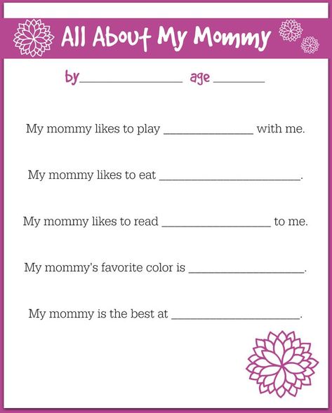 Mother's Day Interview for preschool printable Preschool Mothers Day, Diy Mother's Day Crafts, Mother's Day Printables, Mother's Day Activities, Crafts Preschool, Moms Crafts, Daycare Activities, Diy Father's Day Gifts, Mothers Day Crafts For Kids