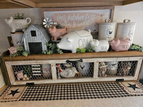 Chicken Wire Shelf, Chicken Wire Wall Shelf, Wire Basket Shelves Kitchen, Hobby Lobby Chicken Wire Shelf, Hobby Lobby Shelf, Christmas Hot Chocolate Bar, Farmhouse Kitchen Inspiration, Farmhouse Dining Rooms Decor, Kitchen Ideals