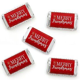 Red and Gold Friendsmas - Friends Christmas Theme | BigDotOfHappiness.com Friends Christmas Party, Christmas Party Treats, Easy Party Decorations, Holiday Party Themes, Party Favors For Adults, Candy Bar Labels, Candy Stickers, Christmas Party Gift, Friends Diy