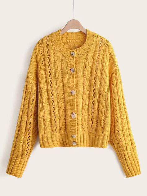 Yellow Knitwear, Knitwear Pattern, Knitting Cardigan, Knitting Sweaters, Cable Knit Sweater Womens, Yellow Cardigan, Patterned Cardigans, Knitwear Fashion, Chic Sweaters