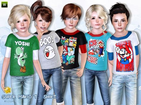 lillka's Super Mario T - Shirt Sims 3 Male Cc, Ts3 Cc, Sims 3 Mods, Sims 4 Cc Kids Clothing, Sims 4 Children, Casas The Sims 4, Sims 4 Toddler, Sims4 Clothes, The Sims 3