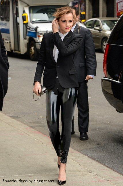 Emma Watson wearing Latex Leggings by Andylatex on deviantART Latex Leggings, Shiny Leggings, Marmaris, Leather Outfit, Emma Watson, Suit And Tie, Leather Leggings, Outfits With Leggings, User Profile