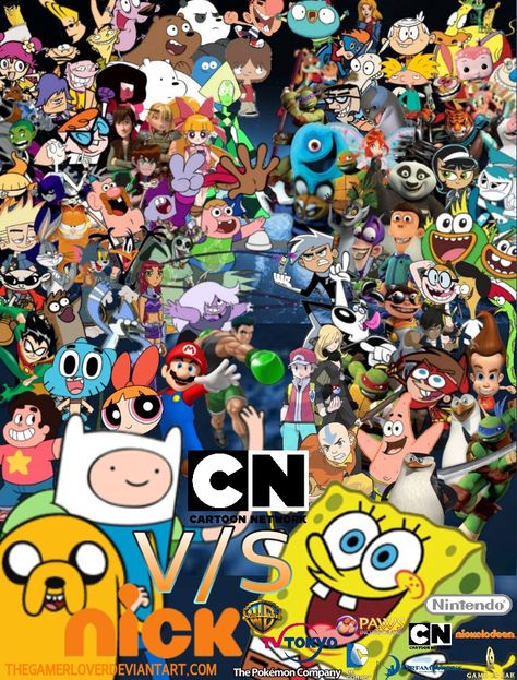 Cartoon Network vs Nick Wallpaper by TheGamerLover Nick Wallpaper, Vs Wallpaper, Chowder Cartoon, Nickelodeon Characters, Desktop Aesthetic, Aesthetic Character, Cartoon Network Characters, Old Cartoon Network, Cn Cartoon Network