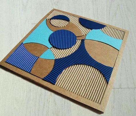 Cardboard Mosaic, Recycled Art Projects, Colorful Mosaic, Cardboard Frame, Cardboard Sculpture, Blue Mosaic, Cardboard Art, School Art Projects, Middle School Art