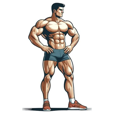 Body Builder Character Design, Builder Tattoo, Body Builder Wallpaper Art, Body Builder Art, Muscle Man Illustration, Bodybuilding Clipart, Bodybuilder Cartoon, Bodybuilding Poster, Bodybuilding Posters