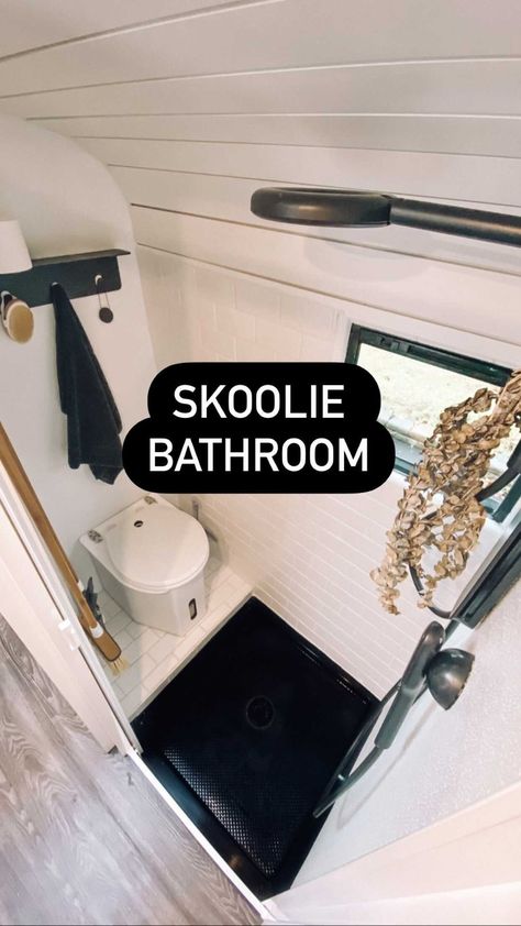 ourvanquest on Instagram: This is our all-in-one Skoolie bathroom 🛁🚿 #skooliebuild #skooliebathroom #vanlife #buslife #skoolielife Bus Bathroom Conversion, Small Skoolie Conversion, Skoolie Bathroom Ideas, Bus Bathroom, Skoolie Bathroom, Skoolie Ideas, Skoolie Conversion, School Bus Tiny House, Dream Ideas