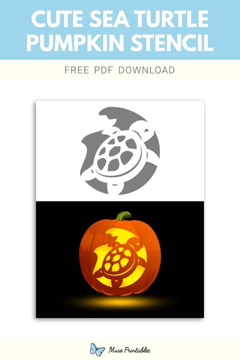 Free printable cute sea turtle stencil for pumpkin carving. Download it at https://museprintables.com/download/pumpkin-stencil/cute-sea-turtle/ Sea Turtle Pumpkin Carving, Turtle Pumpkin Carving, Sea Turtle Stencil, Turtle Stencil, Stencil For Pumpkin Carving, Turtle Pumpkin, Pumpkin Carving Stencil, Printable Pumpkin Stencils, Pumpkin Stencils Free