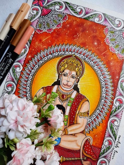 Hanuman Jayanti Mandala (Watercolour Painting)
#hanuman #happyhanumanjayanti #hanumanjayanti #hanumanjanmotsav #hanumanjayanti2023 #mandalapassion #mandala #art #aesthetic #aestheticpainting #godart #indianfolkart #indianart #artforsale #customisedart #watercolour #viral #sakuraproducts #panchmukhihanuman #watercolourpainting #brushpenart #lucknow #jaihanuman #mandalaartwork Ma Meldi, Rainbow Drawing, Hanuman Jayanti, Divine Art, Brush Pen Art, Makeup Wallpapers, Krishna Drawing, Kerala Mural Painting, Shri Hanuman