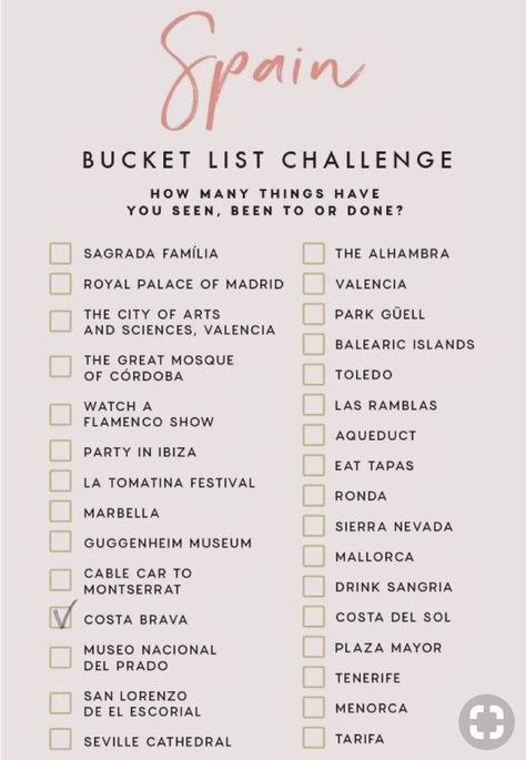 Spain Bucket List Challenge, Spain Bucket List, List Challenges, Travel Wishlist, Voyage Europe, Travel Checklist, Bucket List Destinations, Bucket Lists, Dream Travel Destinations