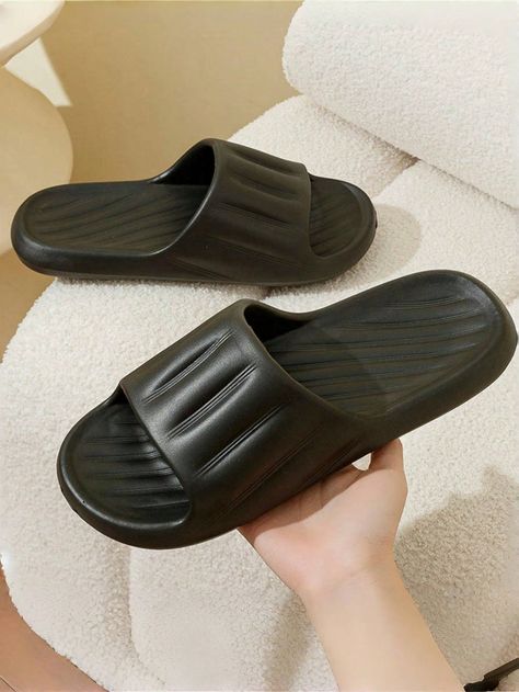 Black Cool Collar   Plain Slides Embellished   Women Shoes Plastic Sandals, Hotel Beach, Shower Slippers, Bathroom Hotel, Women Slides, Deodorizing, Home Bathroom, Simple Style, Deodorant