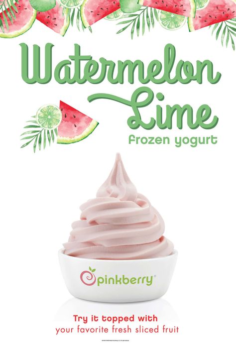 Pinkberry Introduces New Watermelon Lime Frozen Yogurt Pinkberry Frozen Yogurt, Yogurt Brands, Quick Service Restaurant, Yogurt Flavors, Restaurant Branding, Frozen Yogurt, Healthy Eats, Granola, Email Marketing