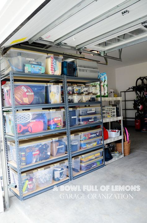 Garage Organization 101: Even if your garage is in shambles and you have no idea where to even start, this post is for you! Chock full of ideas and resources to whip your garage in to shape! Via A Bowl Full of Lemons A Bowl Full Of Lemons, Bowl Full Of Lemons, Garage Organizing, Attic Shelves, Organized Garage, Garage Organization Tips, Garage Organize, Basement Storage, Organized Storage